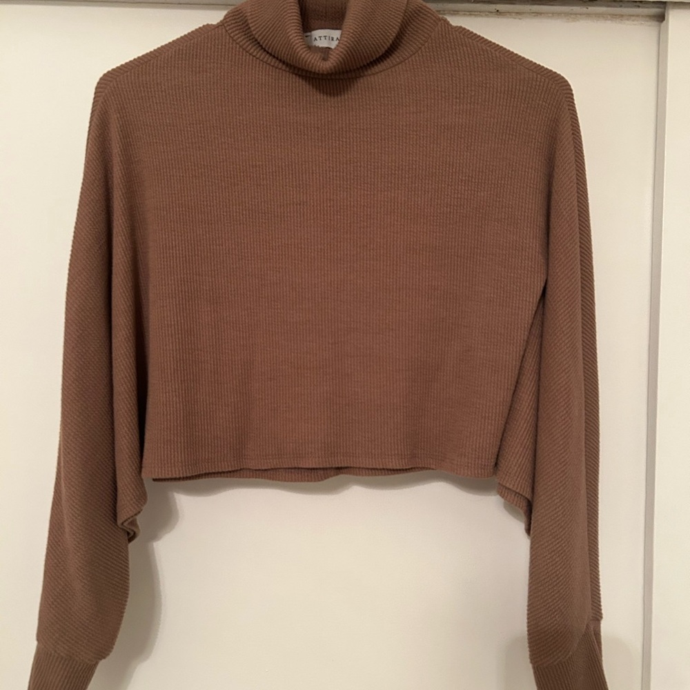 Brown Turtleneck Cropped Sweater